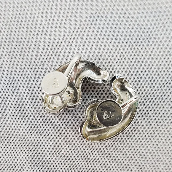 VTG Silver Tone Swirl Coro Signed Screw Back Earrings - Picture 4 of 7